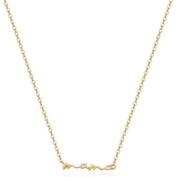 Timeless 18K Gold Plated Mama Pendant Necklace - Hypoallergenic & Non-Tarnish - Picture 1 of 9